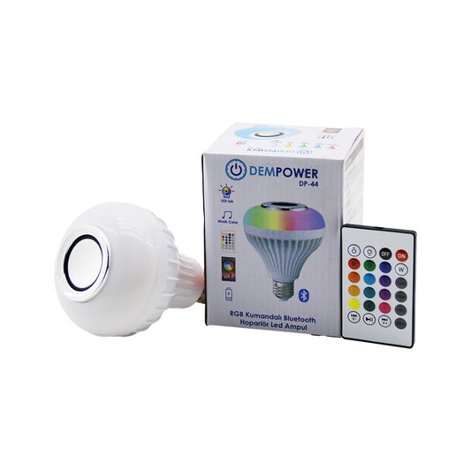 2IN1-KUMANDALI RGB LED AMPUL - BLUETOOTH HOPARLÖR MÜZİK ÇALAR LED-7W - HOPARLÖR-3W (5347)