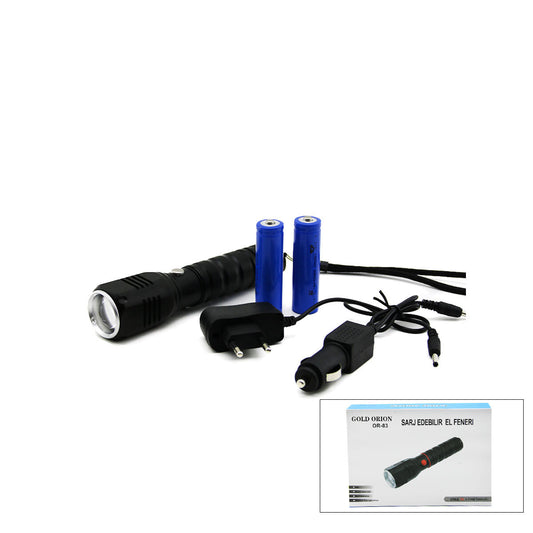 2IN1 ZOOMLU EL FENERİ - COB LED FİŞ - ÇAKMAK ŞARJLI METAL KASA 17CM 3000 LUMEN (5347)