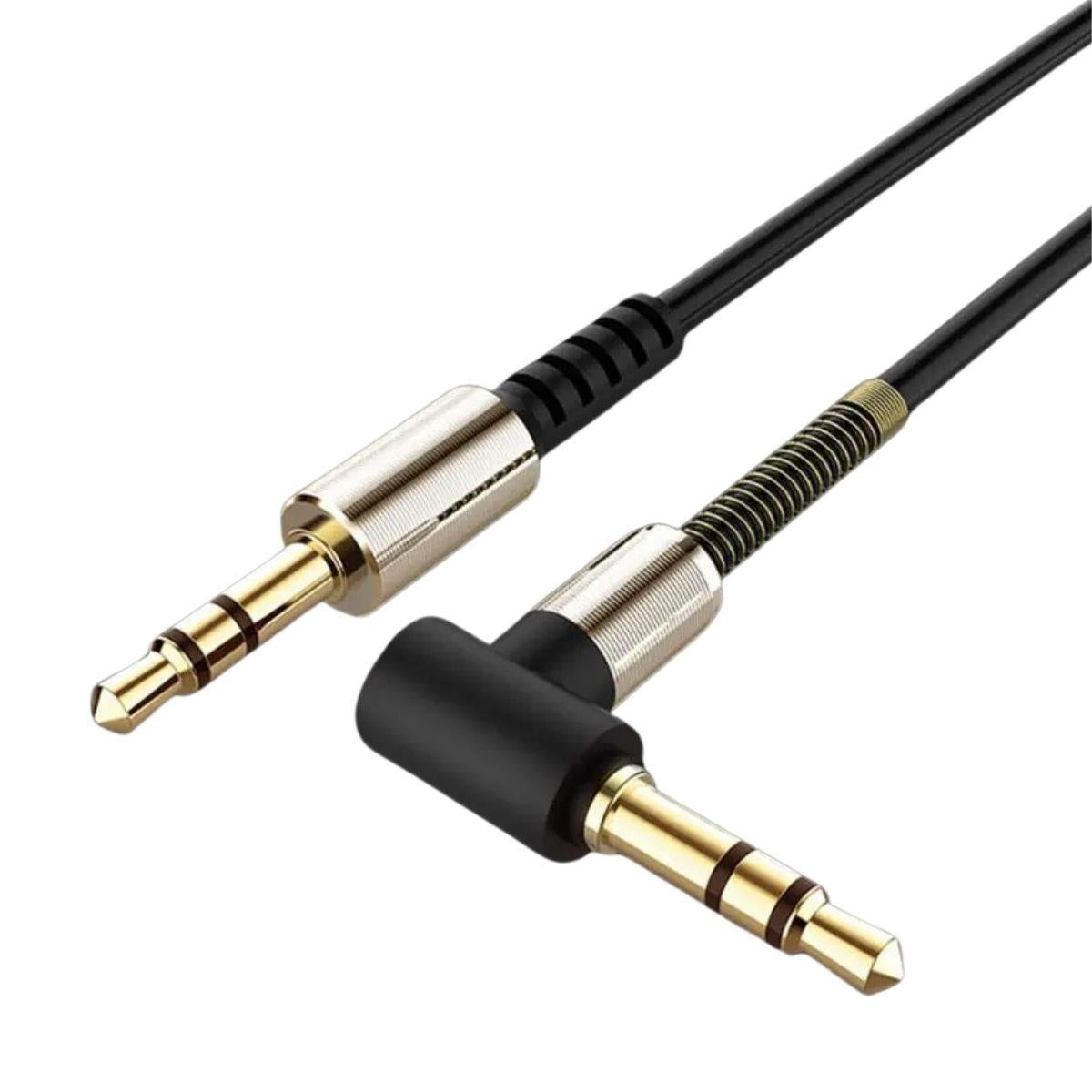 3.5mm AUX Kablosu Jak Erkek Erkek L Tipi 1 Metre Ses Aktarım Kablosu (5347)