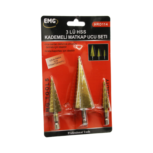 3 PIECES HSS STEP DRILL BIT SET (5347)