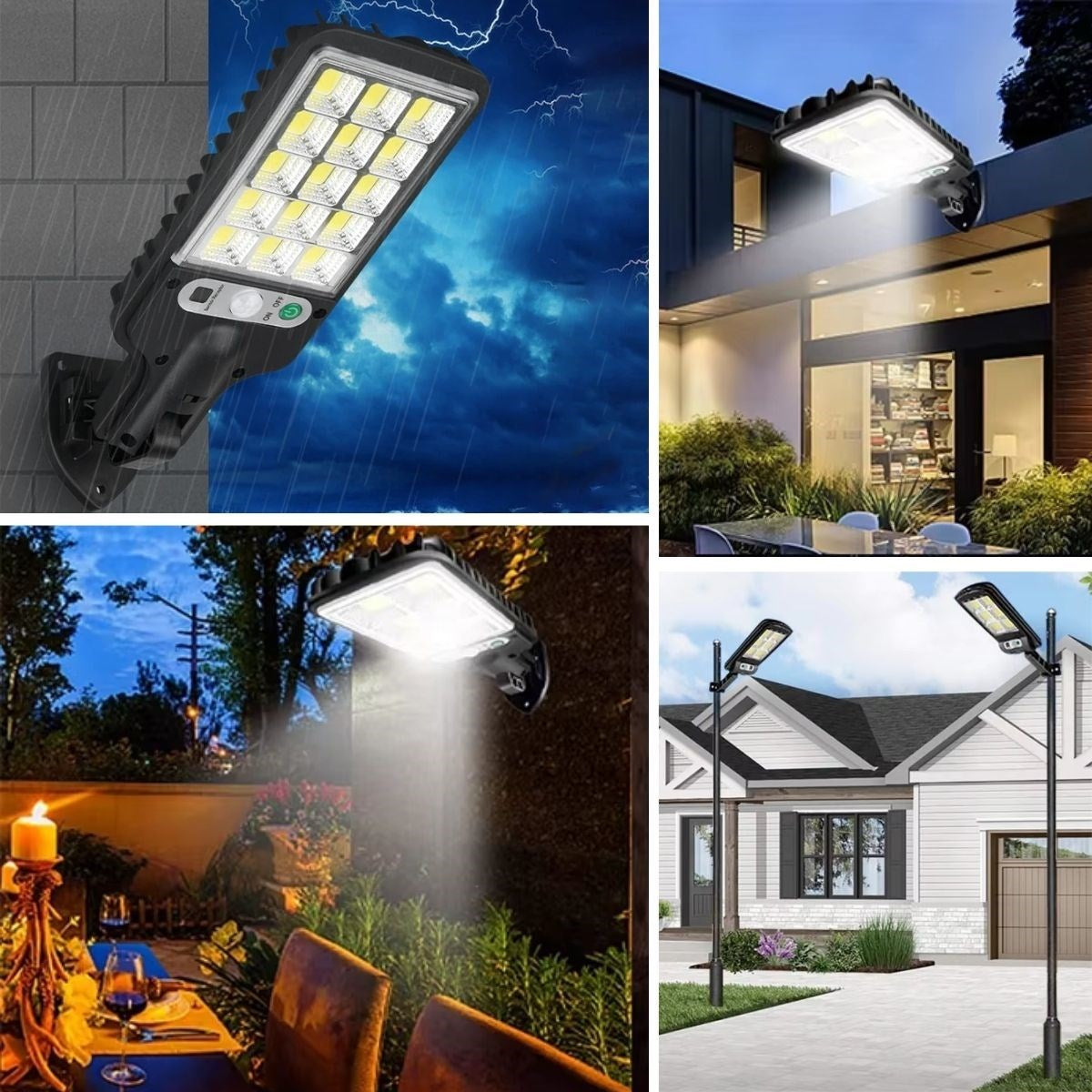 مصابيح جدارية LED تعمل بالطاقة الشمسية مع 3 أوضاع إضاءة مختلفة وجهاز تحكم عن بعد ومناسبة للاستخدام الخارجي (5347)