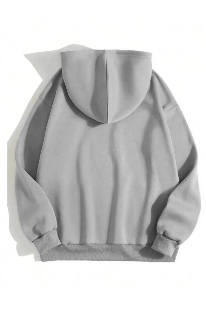 3-Thread Cotton Unisex Hooded Sweatshirt - Grey
