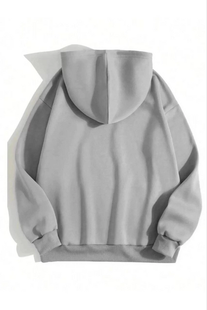 3-Thread Cotton Unisex Hooded Sweatshirt - Grey