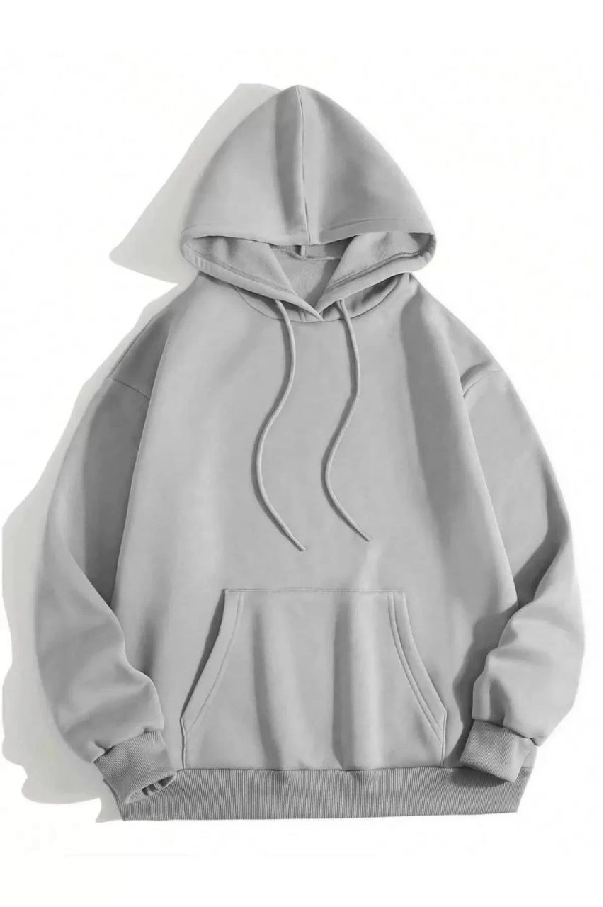 3-Thread Cotton Unisex Hooded Sweatshirt - Grey