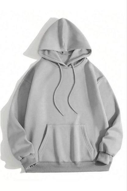 3-Thread Cotton Unisex Hooded Sweatshirt - Grey