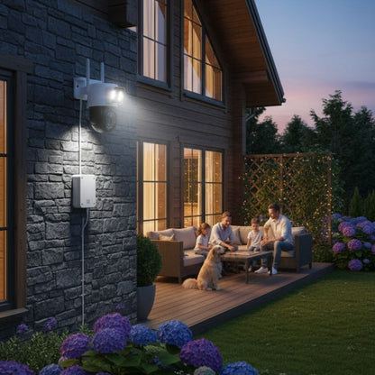 3 Kameralı Kablolu Akıllı Güvenlik Kamerası - 360° PTZ Hareketli, Çift Antenli, WiFi IP, Gece Görüşlü Dış Mekan Kamera (5347)