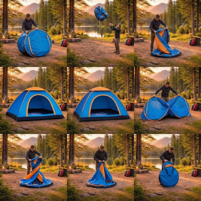3 Kişilik Yarı Otomatik Kurulum Kamp Çadırı - Suya Dayanıklı, Taşıma Çantalı Outdoor Aile Çadırı, Piknik, Plaj ve Doğa 200x150x110 cm (5347)