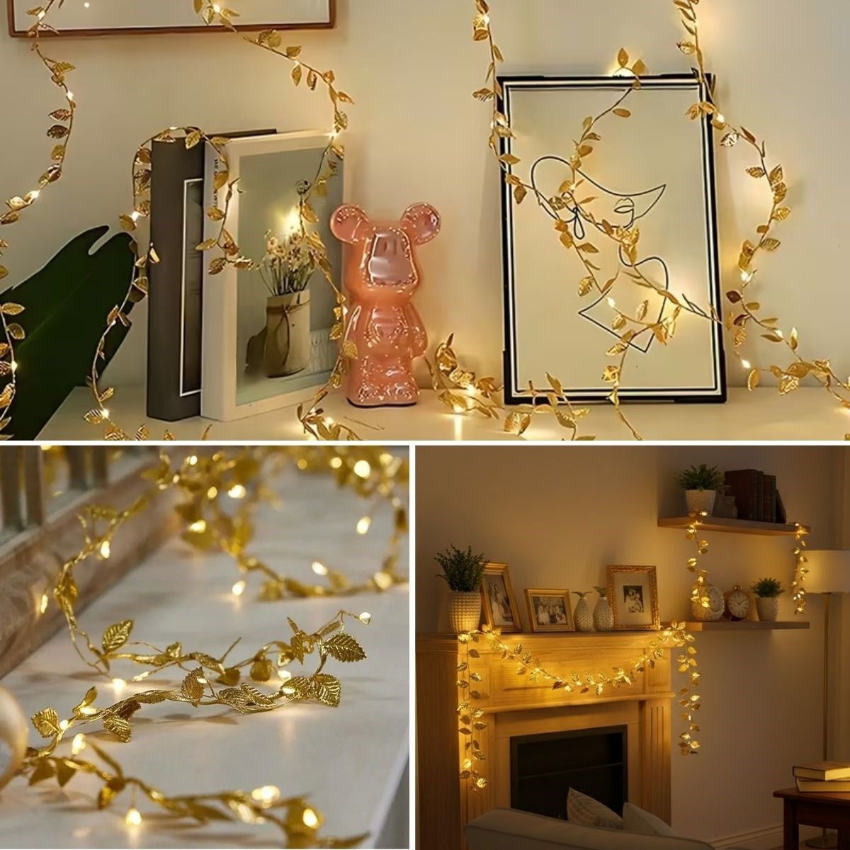 3 Metre Yaldızlı Gold LED Işık - Dekoratif Ortam ve Yılbaşı Aydınlatması (5347)