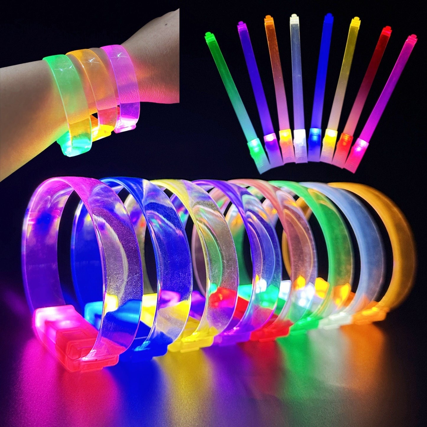 3-Mode Battery-Powered LED Illuminated Flexible Party Bracelet Green