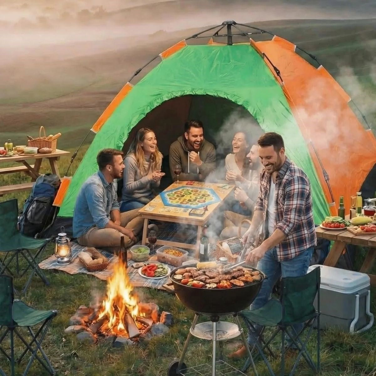 Starixa® 6 Kişilik Otomatik Kurulum Kamp Çadırı - Outdoor Aile, Doğa, Suya Dayanıklı Hızlı Kurulum Çadır 220x250x160 cm