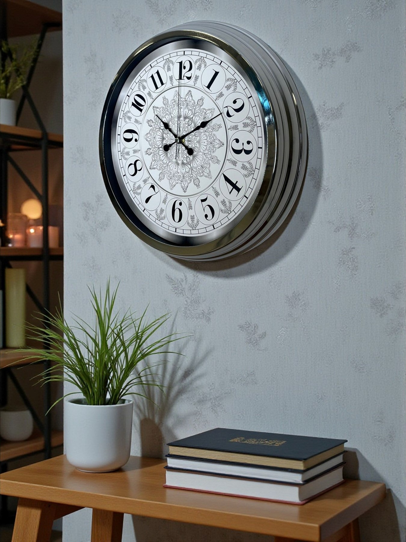 Asil Motif Krom 40 Cm Metal Duvar Saati