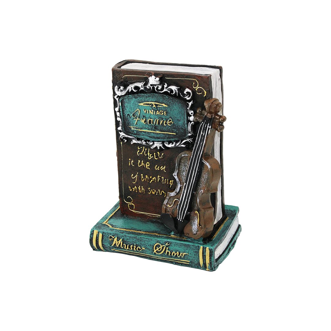 Kitap ve Keman Tasarımlı Biblo Kumbara - Vintage Model - Dekoratif Obje
