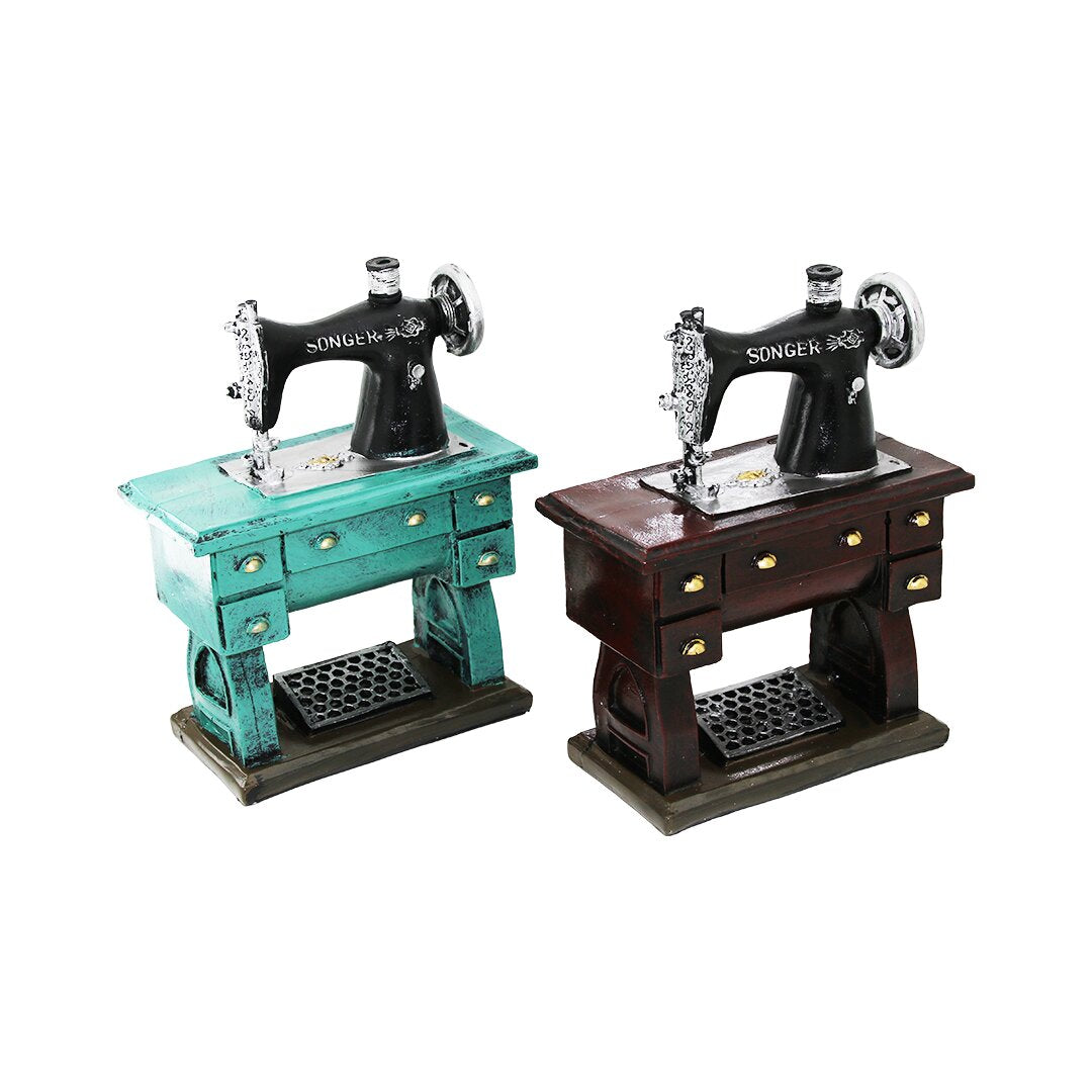 Dikiş Makinesi Tasarımlı Vintage Dekoratif Biblo - Tasarım Kumbara - Reçine Malzeme