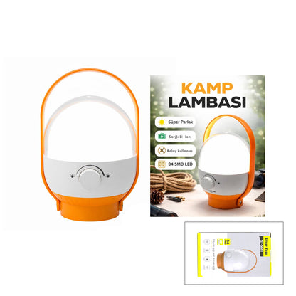 34 LED KAMP LAMBASI - FENER USB ŞARJLI AYARLANABİLİR IŞIK 4.8W - 2400mAh ST-5661 (5347)