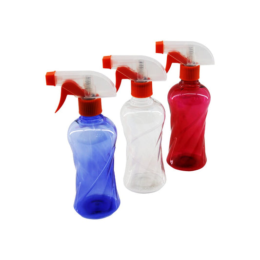 350ML RENKLİ ŞEFFAF UZUN - PLASTİK - BURGULU BOŞ SPREY PÜSKÜRTÜCÜ ŞİŞE (5347)
