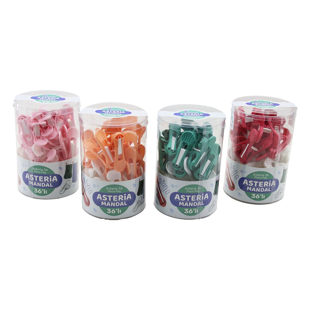36PCS YAYSIZ PLASTİK RENKLİ MANDAL KUTULU (5347)