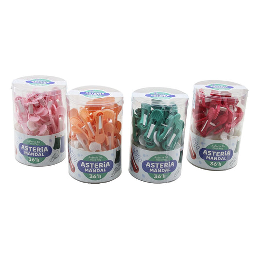 36PCS YAYSIZ PLASTİK RENKLİ MANDAL KUTULU (5347)