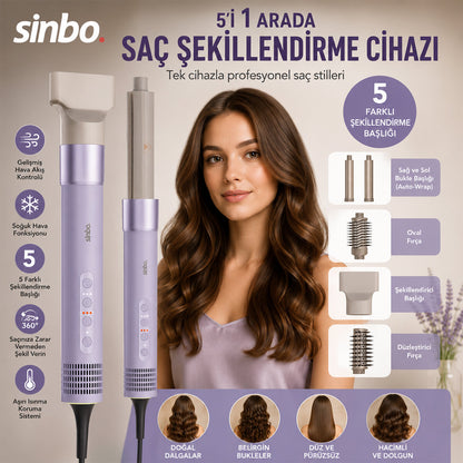 Sinbo Saç Şekillendirme Cihazı - 5 Başlıklı - 3 Kademeli Hız ve Sıcaklık Ayarı
