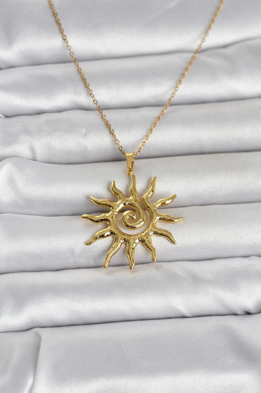 Mey İthalat® 316L Çelik Gold Renk Bohem Güneş Model Kadın Kolye