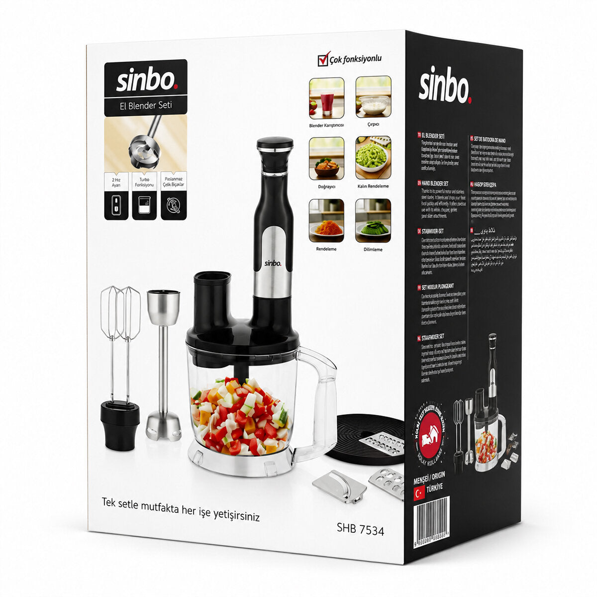 Sinbo El Multi Blender Seti - 2 Litre Hazneli - Paslanmaz Çelik Bıçaklı