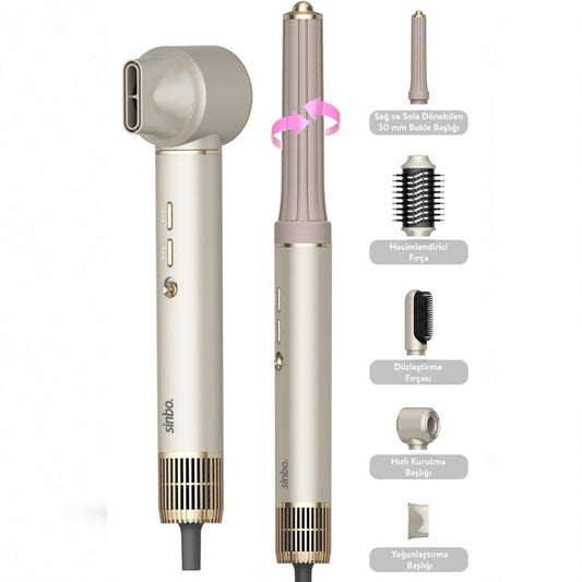 Sinbo Air Brush Saç Şekillendirme Cihazı - 5 Başlıklı - Rose Gold Renk