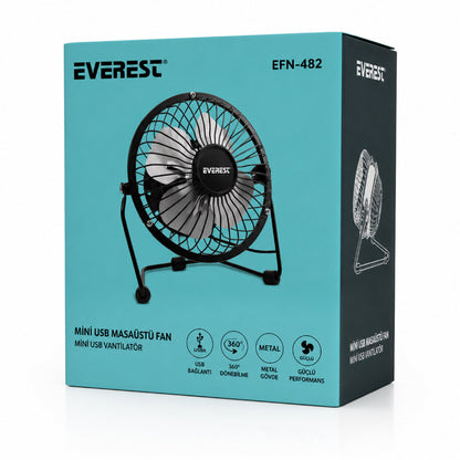Masaüstü Mini USB Fan - Metal Gövdeli - Ultra Sessiz