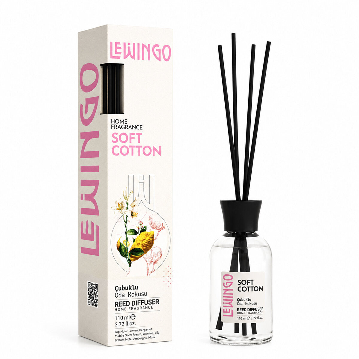 Soft Cotton Bambu Çubuklu Oda Kokusu - 110 ml - Cam Şişe