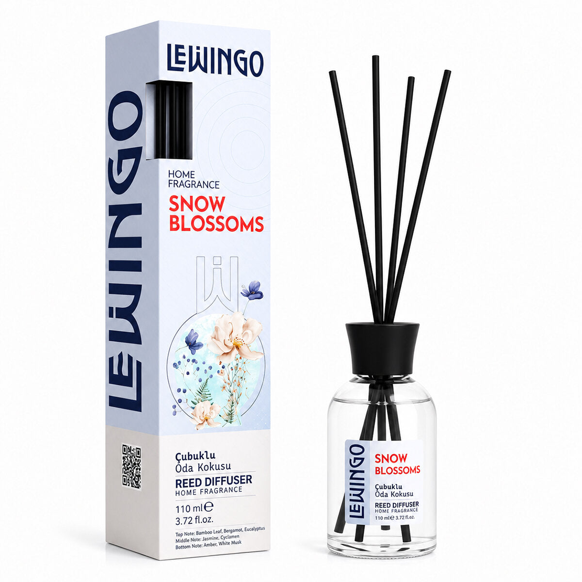 Snow Blossoms Bambu Çubuklu Oda Kokusu - 110 ml - Cam Şişe