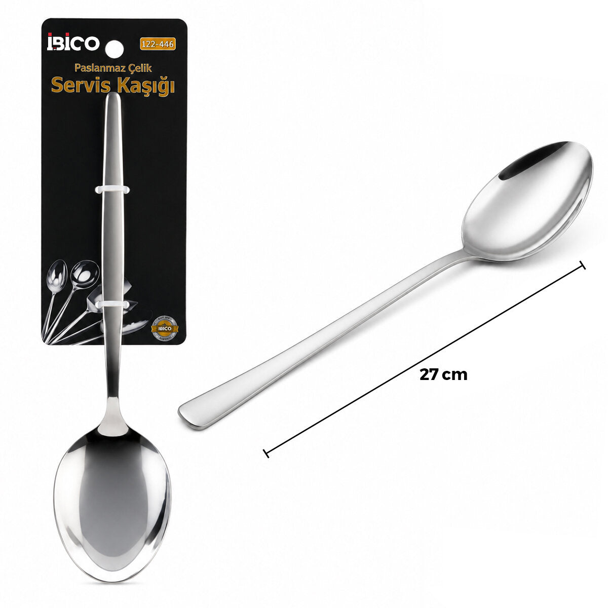 Metal Servis Kaşığı - Krom Renk - 27 cm