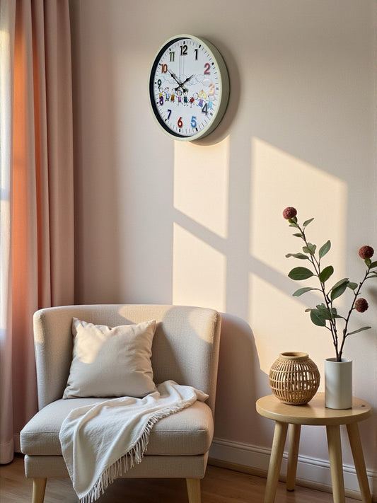 36 Cm Krem Çocuk Odası Duvar Saati