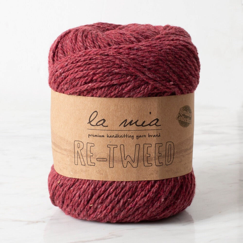 La Mia Re-Tweed Burgundy Melange Hand Knitting Yarn - L189 - 34402