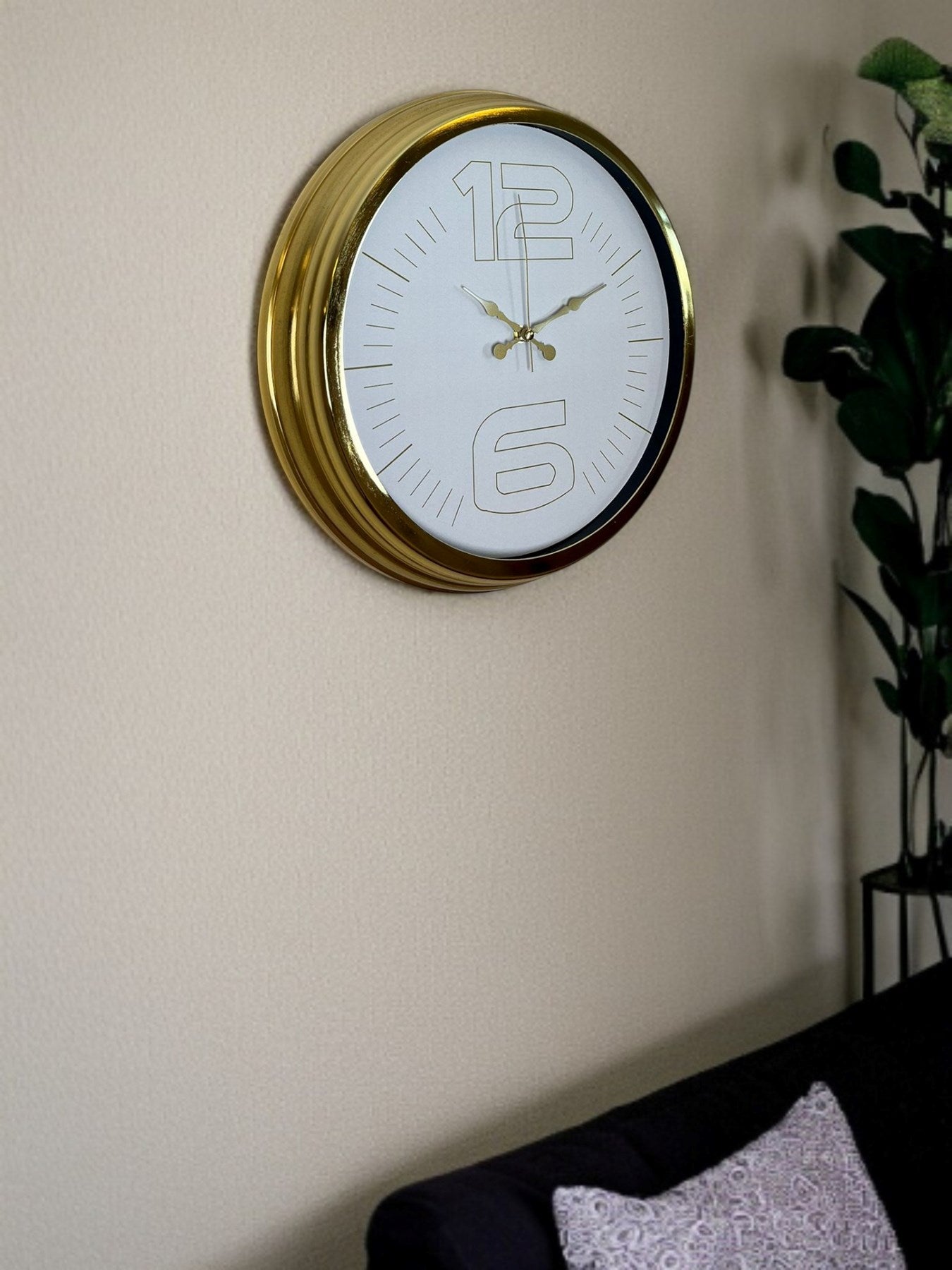 Elegant White Gold 40 Cm Metal Duvar Saati