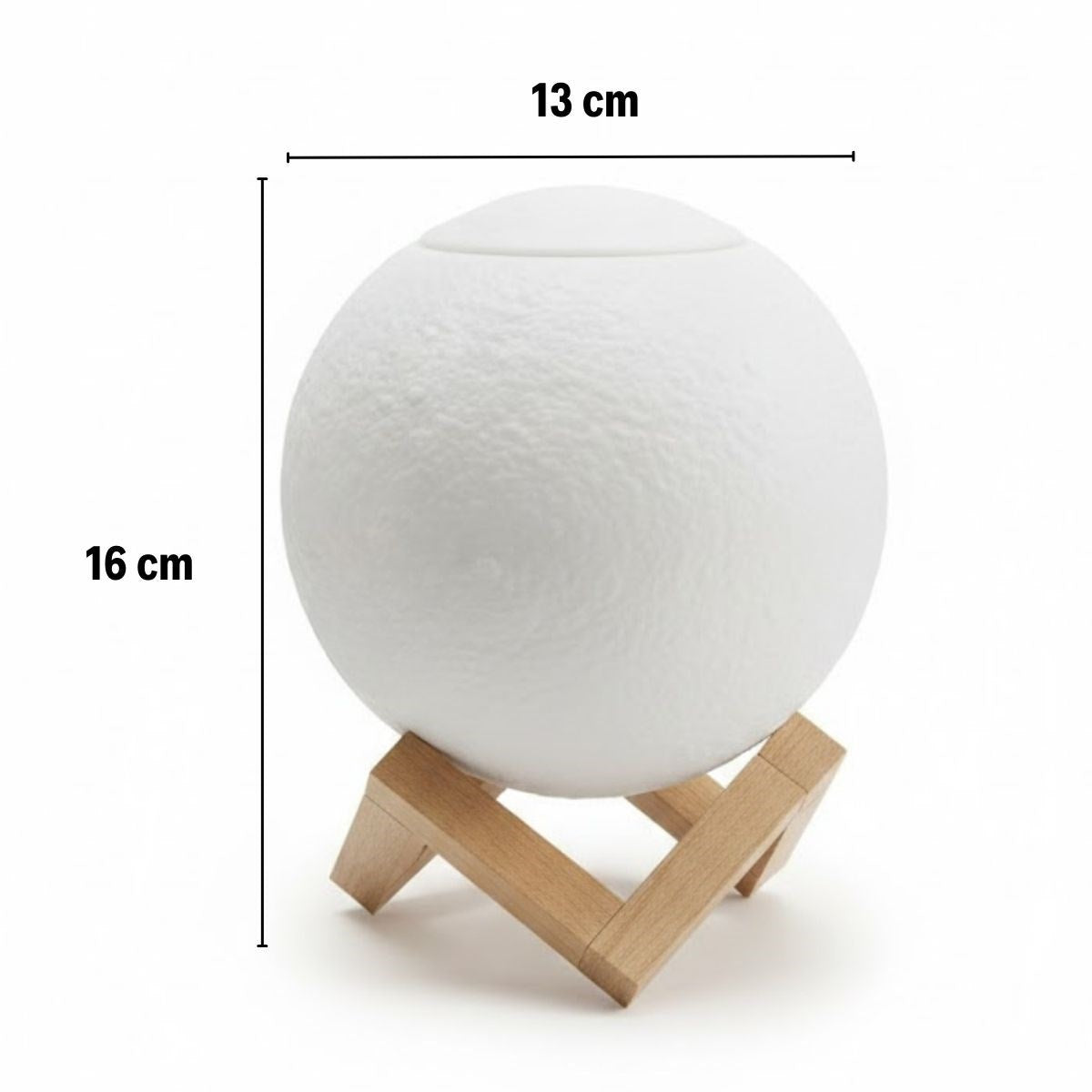 3D Ay Tasarımlı Su Yenilemeli USB Hava Nemlendiricisi - Dokunmatik, 3 Renk Işık Modlu (Gün Işığı / Beyaz / Sarı Işık) Gece Lambası (5347)