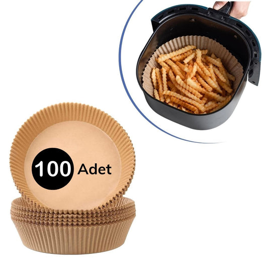Starixa®100 Adet  Air Fryer Pişirme Kağıdı Tek Kullanımlık  Yağlı Kağıdı Yuvarlak Tabak Model