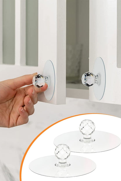 Starixa® 2 Adet Kristal Kendiliğinden Güçlü Yapışkanlı Kulp Askısı Tutma Kolu