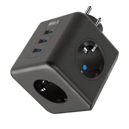 Starixa® Isıya Dayanıklı Termal Akım Korumalı ve Çocuk Korumalı 3 Priz Girişli 3 USB Girişli Küp Priz
