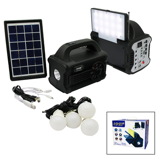 3IN1 - SOLAR 2İN1 SABİT+OYNAR BAŞLI EL FENERİ - RADYO - MP3 BLUETOOTH - USB/ TF PORT - 4 PARÇA  AMPUL KABLOLU - POWERBANK (5347)