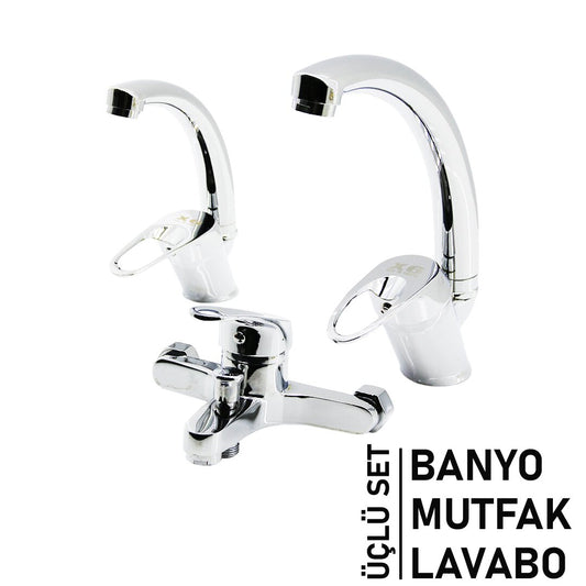 3LÜ SET   BANYO - EVYE MUTFAK - LAVABO   AÇ KAPA  MİX BATARYA MUSLUK (5347)