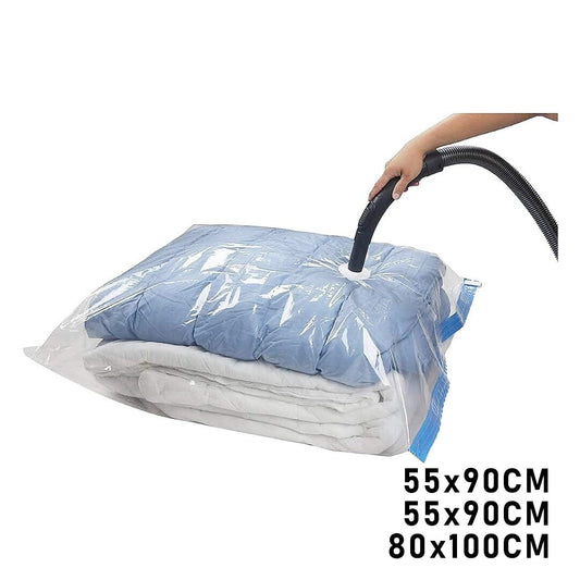 طقم مكون من 3 قطع، أكياس ضغط لتوفير المساحة، قطعتين XL = 55×90 سم + قطعة XXL = 80×100 سم، توفير مساحة 75% (5347)
