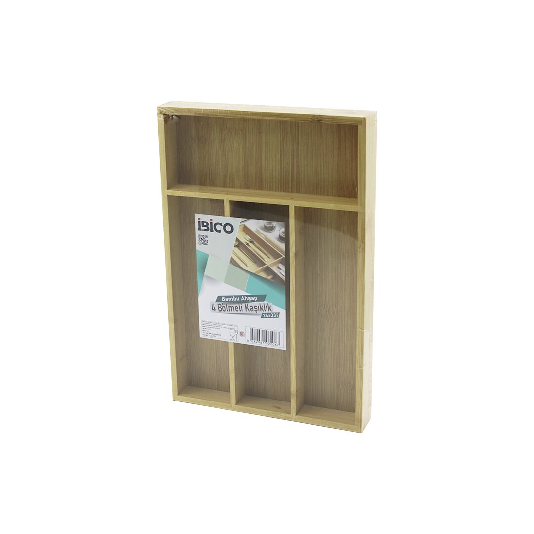 حامل ملاعق خشبية من البامبو بأربع خانات 24×33 سم (5347)