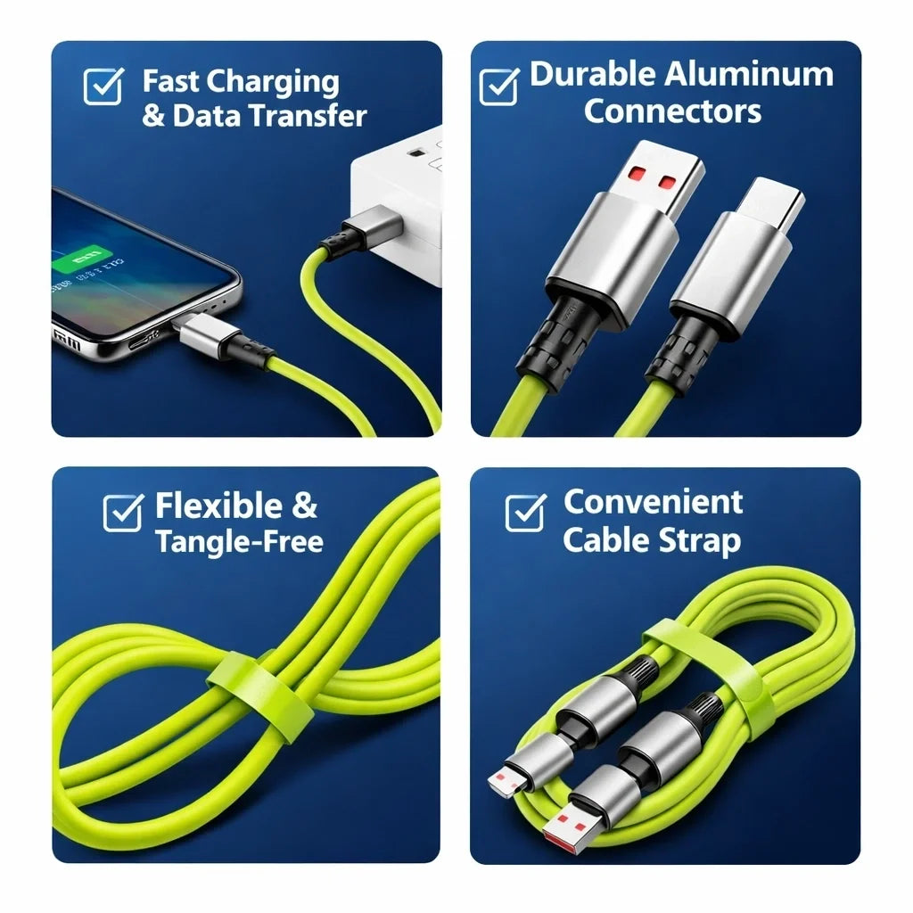 4-in-1 240W PD Hızlı Şarj Kablosu - Type-C Lightning Destekli PL-8632 (5347)