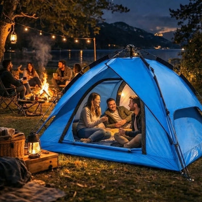 4 Kişilik Otomatik Kamp Çadırı - Çift Katmanlı, Suya Dayanıklı, Hızlı Kurulum Outdoor Aile ve Doğa Çadırı 200x200x140 cm (5347)