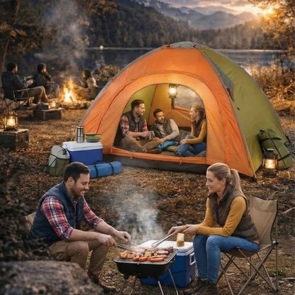 4 Kişilik Yarı Otomatik Kamp Çadırı - Suya Dayanıklı, Hızlı Kurulumlu Outdoor Aile Çadırı, Doğa, Kamp ve Piknik 200x200x135 cm (5347)