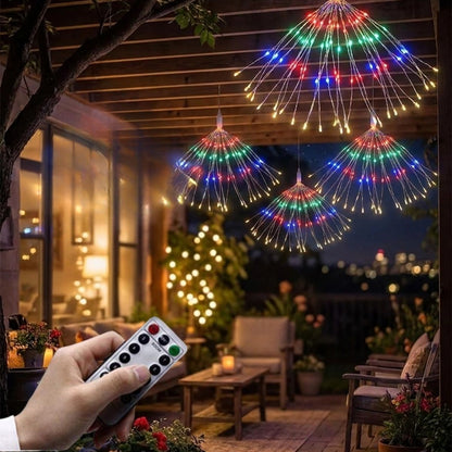 4 lü Açılır LED Işık Seti - 8 Farklı Işık Modlu, Kumandalı, USB Kablolu Renkli Dekoratif Fiber LED Lamba (5347)