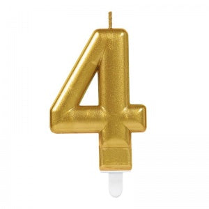 4 شموع على شكل رقم - ذهبية