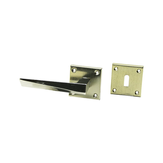 4 SETS OF PRACTICAL PRISM DOOR HANDLES WITH GREY NICKEL ROSETTE (5347)