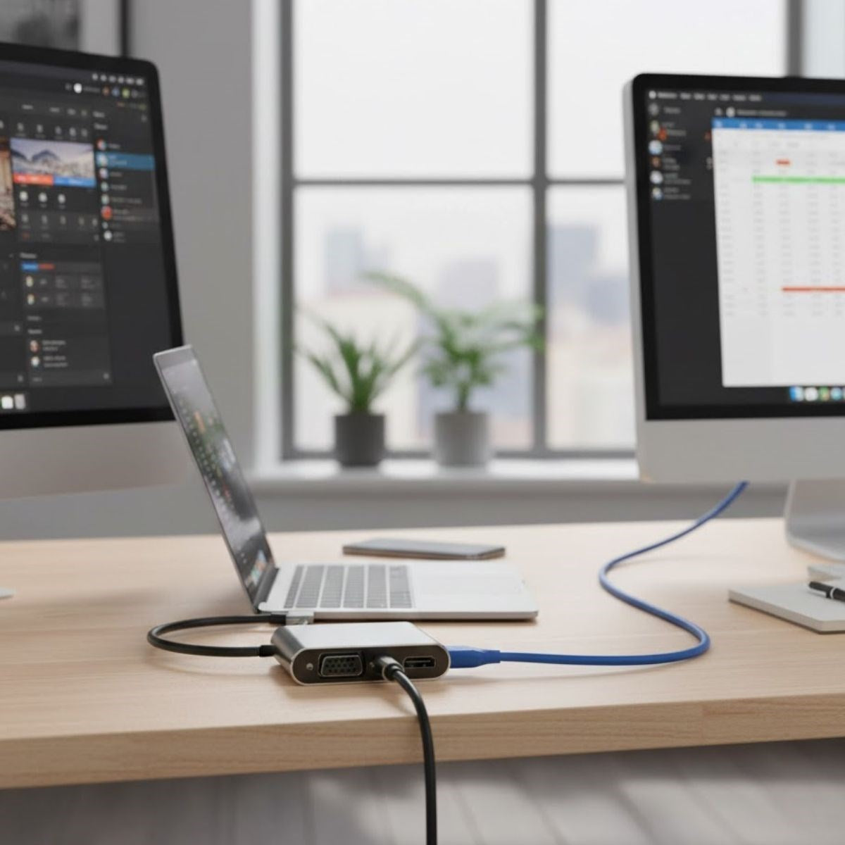 4 ü 1 Arada Type-C to Hub Dönüştürücü Adaptör - 4K Ultra HD HDMI & VGA Görüntü Aktarımı, PD Hızlı Şarj Destekli, USB Çoklayıcı (5347)