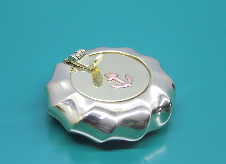 Brass Anchor Lidded Ashtray 7 Cm