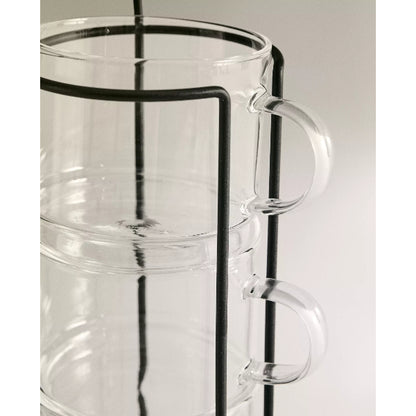 Borosilicate 4-Piece Mug Set with Stand