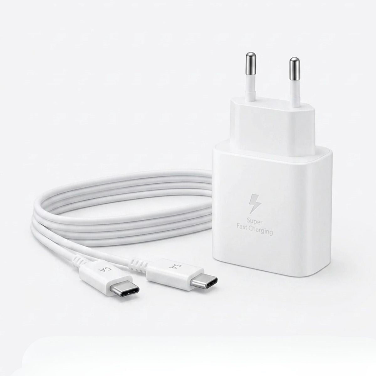 45W Süper Hızlı Şarj Adaptörü USB-C PD 3.0 PPS Fast Charger + 5A Type-C to Type-C Kablo (5347)